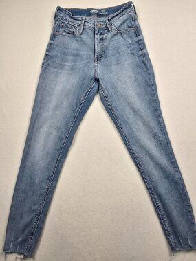 Old Navy Rockstar Super Skinny High-Rise Jeans Womens Size 4 Light Wash Raw Hem